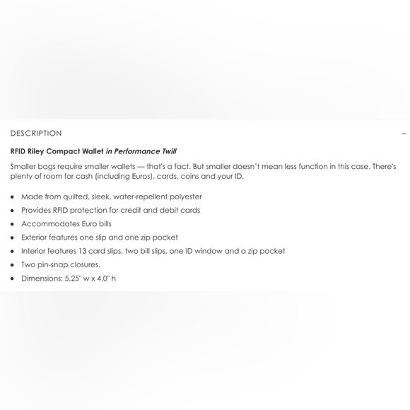 Vera Bradley Riley Compact Wallet Raspberry Medallion Performance Twill NWOT’s - Picture 11 of 11